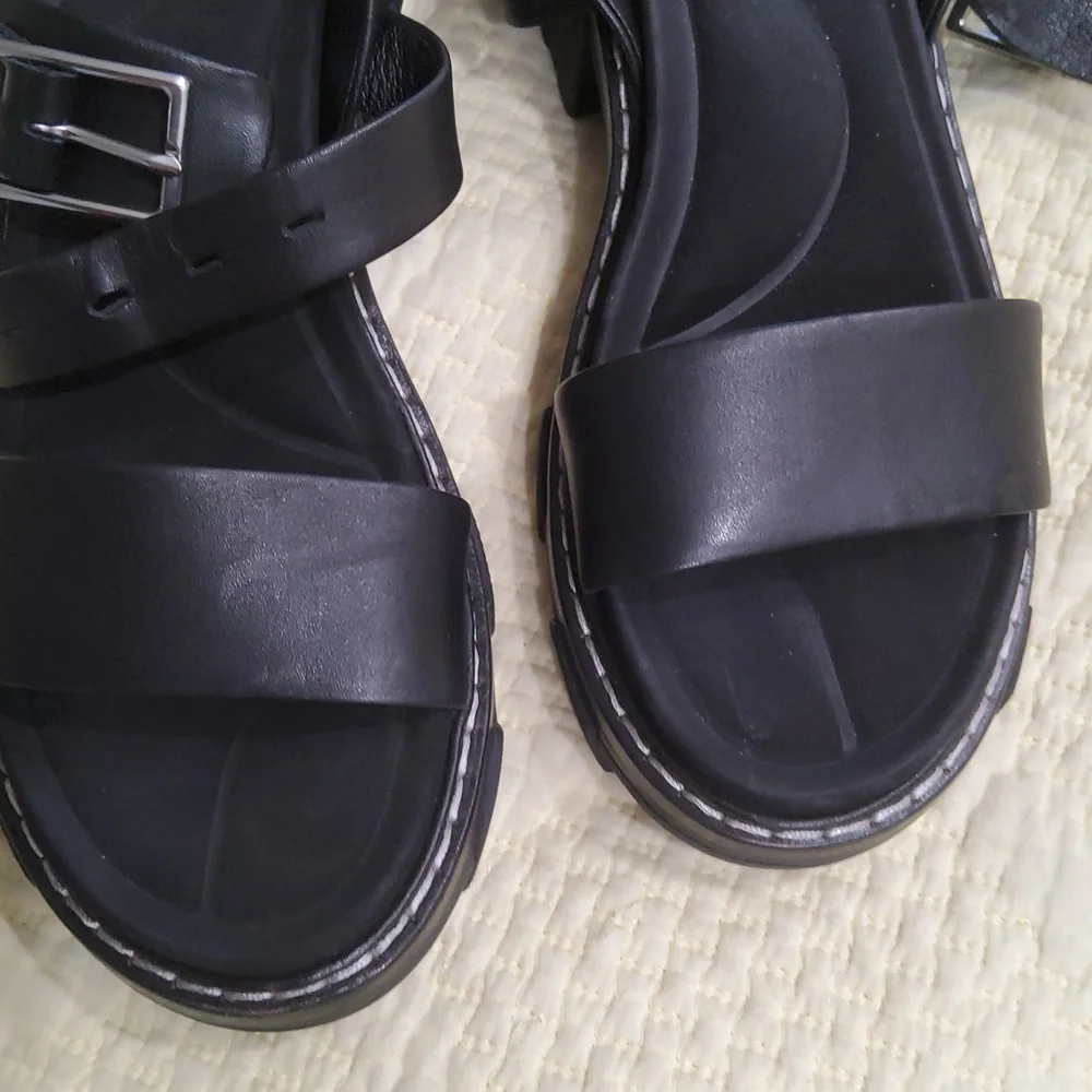 Rag & Bone Black Chunky Sandals with Leather Straps